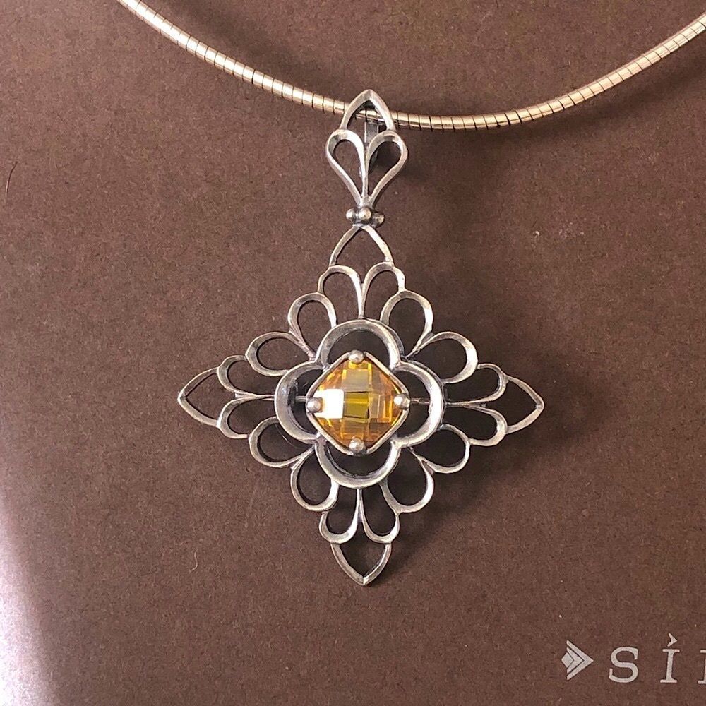 SILPADA Sterling Silver Faceted Citrine Pendant S1222 Sterling Omega Necklace